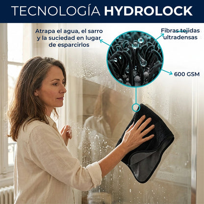 HYDROLOCK technology: ultra-dense 600 GSM woven fibers that trap water and hard water buildup